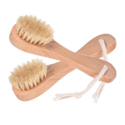 Natural boar Bristles Wooden Face Cleaning Brush Skin Care Facial Cleanser Brushes