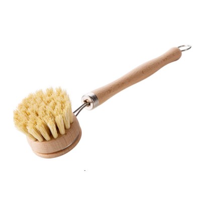 Removable Soft Bristle Wood Scrubbing Pot Brush 2-inch Head