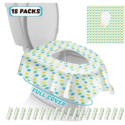 Full Cover Disposable Travel Toilet Potty Seat Covers - Individually Wrapped Portable Potty Shields for Adult